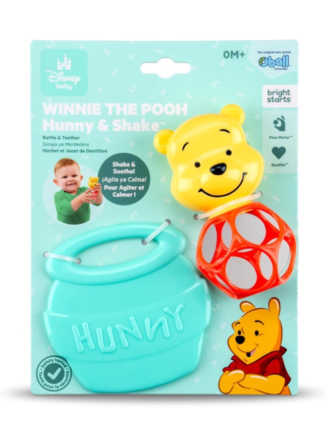 Bright Starts Disney Baby Winnie the Pooh Hunny & Shake Rattle & Teether Toy (Pack of 2) - Image 1